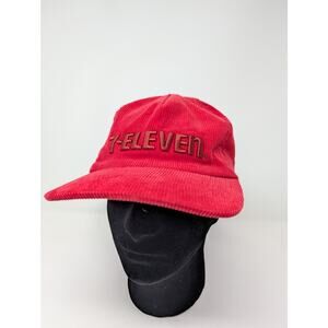 7 Eleven 711 Red Corduroy Vintage Snapback Hat Cap Gas Station Y2K